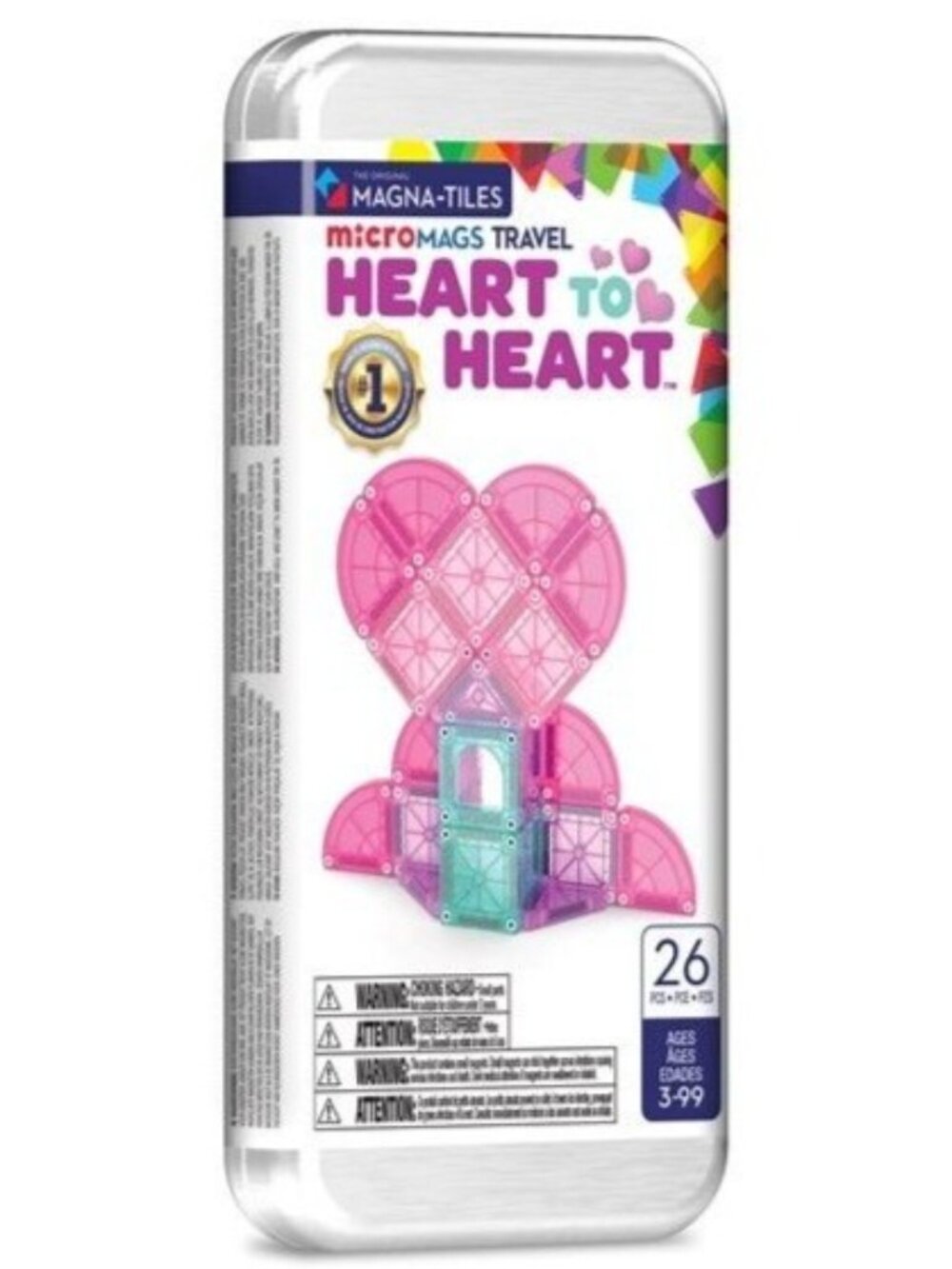 Magna-Tiles Micromags Travel Heart To Heart 26-Piece Magnetic Building Set
